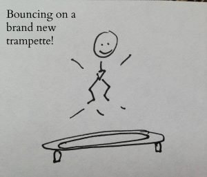 person bouncing on a brand new trampette