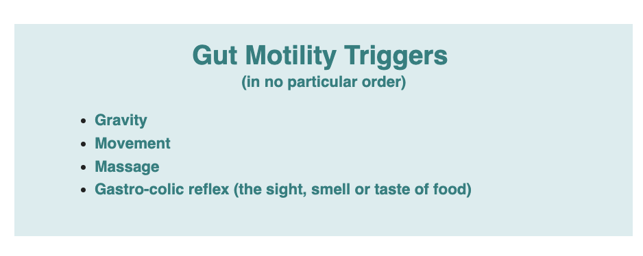 table of gut motility triggers for better bowel opening