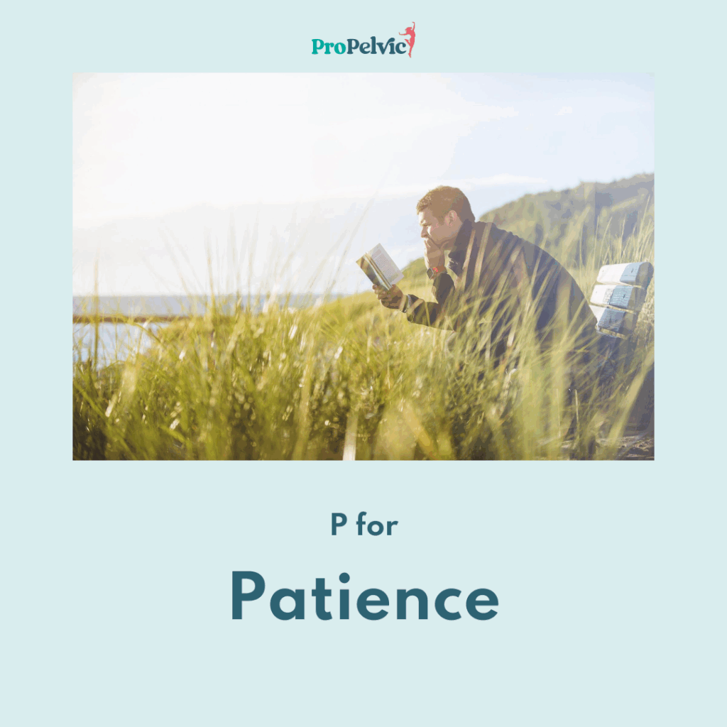 man sitting reading, p for patience for perfect poos